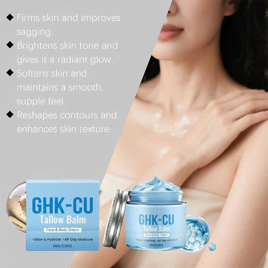 Pure Motion GHK-CU Tallow Balm for face & body cream, a nourishing balm for dry, mature, and sensitive skin.