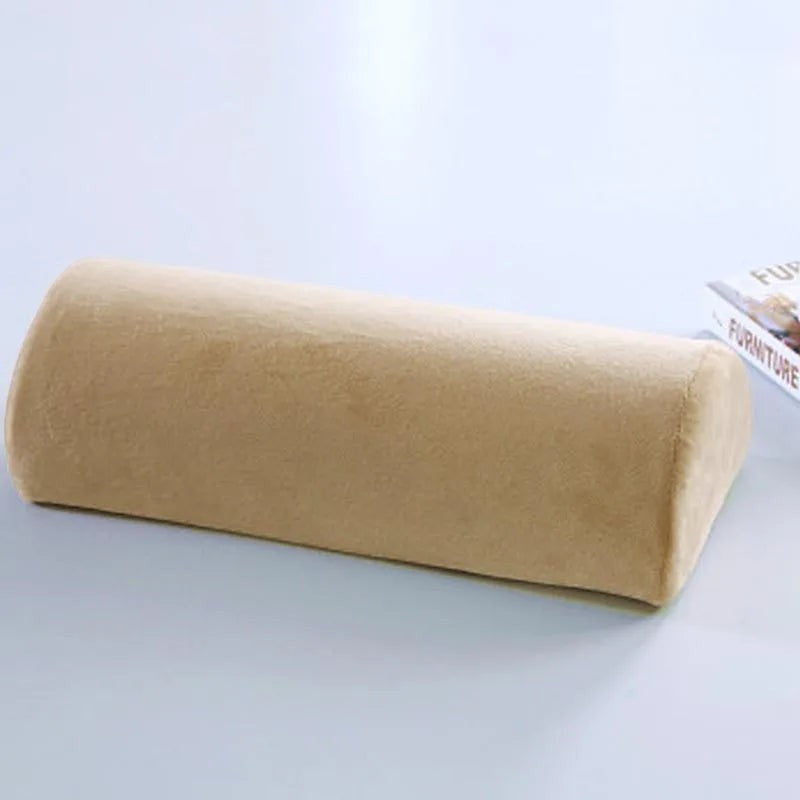 Pure Motion beige semi-roll memory foam knee pillow for lumbar and ankle support
