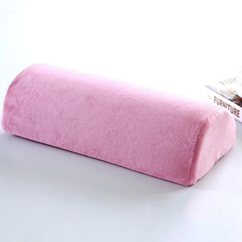 Pure Motion pink semi-roll memory foam knee pillow for support and comfort.
